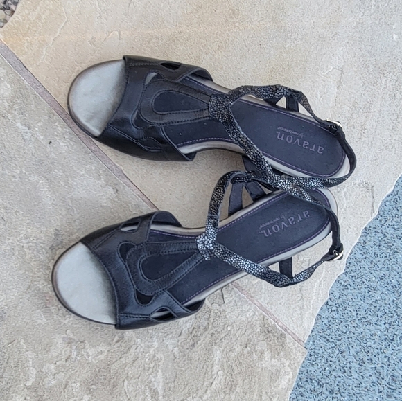 Aravon by new balance Serena AAO02BK Black Sandleather upper sandals sz10 - Picture 11 of 11
